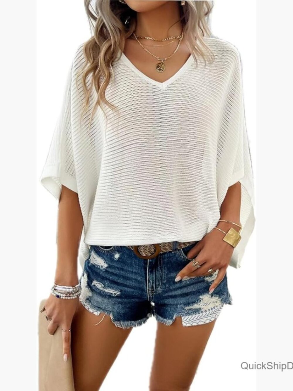 Viscose Crochet Hollow Out V-Neck Pullover Sweater Summer Coverup